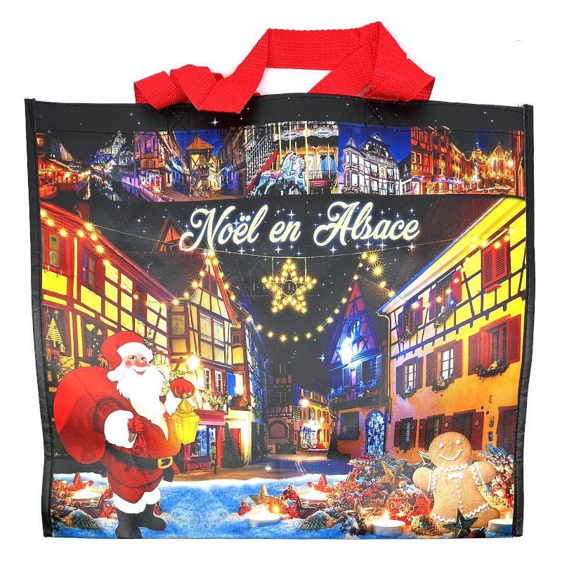 Plastic shopping bag with Alsatian Christmas decoration