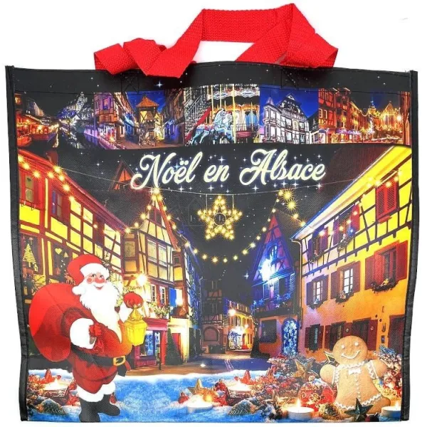 Plastic shopping bag with Alsatian Christmas decoration