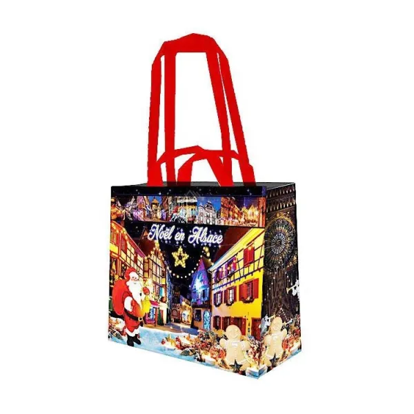 Plastic shopping bag with Alsatian Christmas decoration