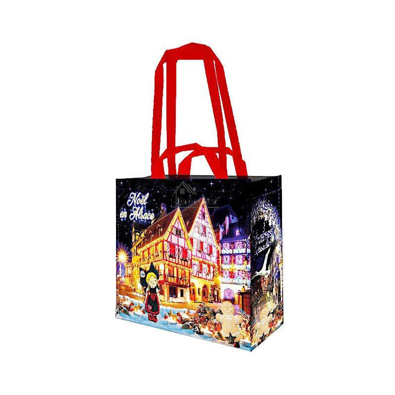 Plastic shopping bag with Alsatian Christmas decoration