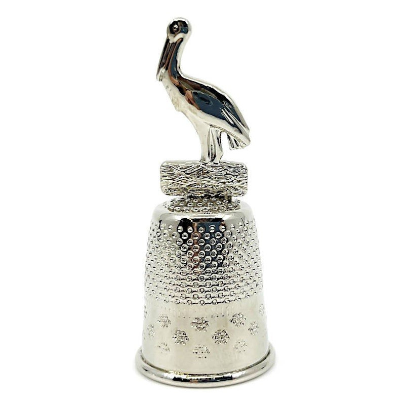 Sammler Fingerhut aus Metall mit Storch