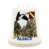 Dé à Coudre en Céramique Décor Cigogne d'Alsace