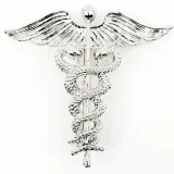 Broche Fantaisie Caducée argenté en métal