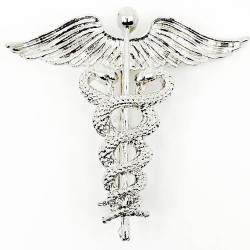 Silver Caduceus Fantasy Brooch