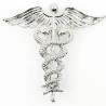 Fantasiebrosche Silberner Caduceus aus Metall