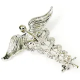 Silver Caduceus Fantasy Brooch
