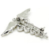 Fantasiebrosche Silberner Caduceus aus Metall
