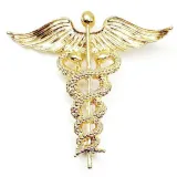 Broche Fantaisie Caducée doré en métal