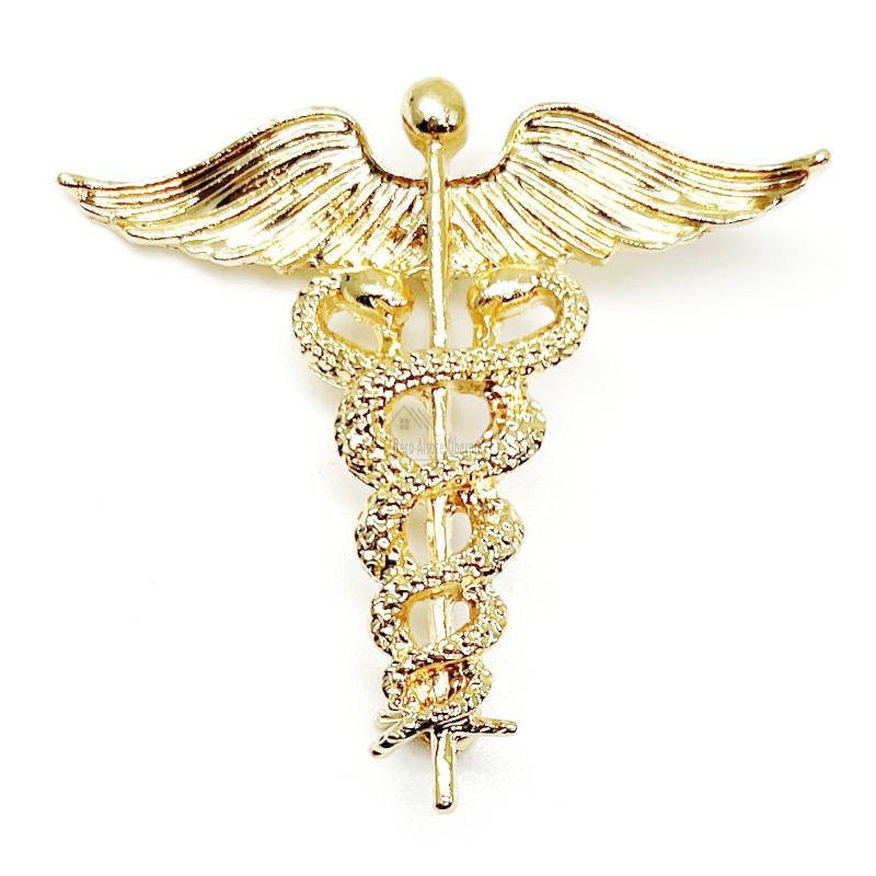 Broche Fantaisie Caducée doré en métal