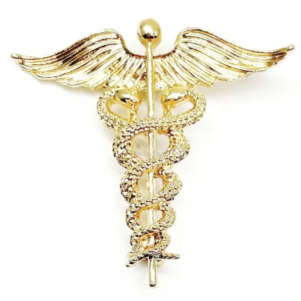 Broche Fantaisie Caducée doré en métal