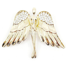 Gold Fantasy Women's Angel Wings Brooch and Strass