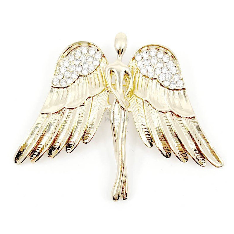 Gold Fantasy Women's Angel Wings Brooch and Strass