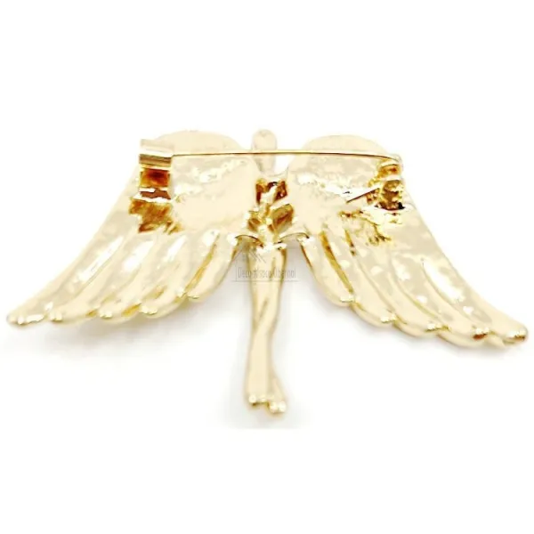 Goldene Fantasy-Brosche für Frauen mit Engelsflügeln und Strass