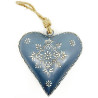 Hand Painted Blue Grey Metal Heart of Alsace 15 cm