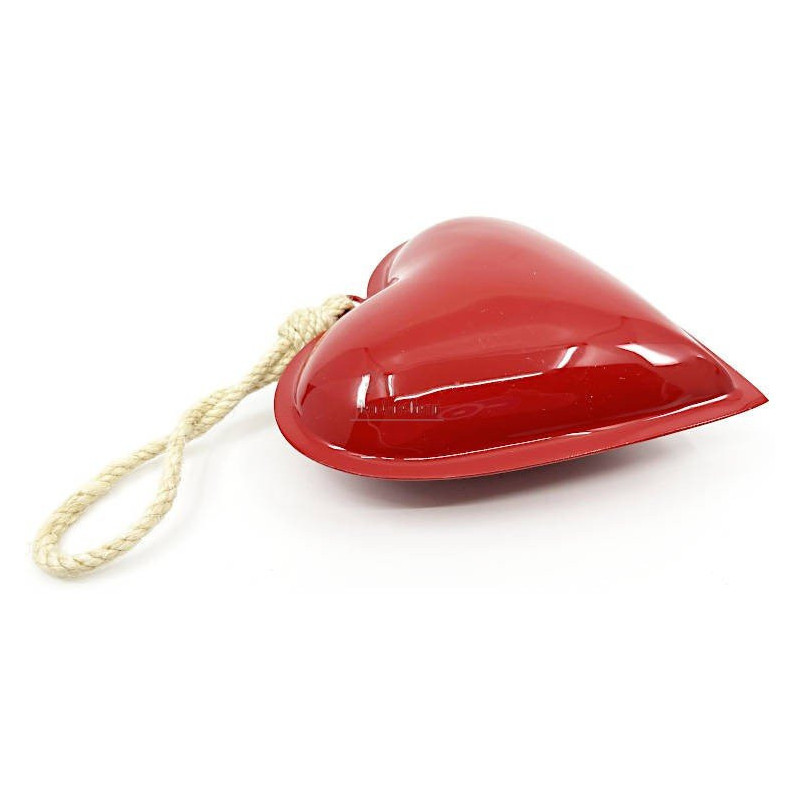 Coeur en Métal rouge laqué Brillant 13 cm à suspendre