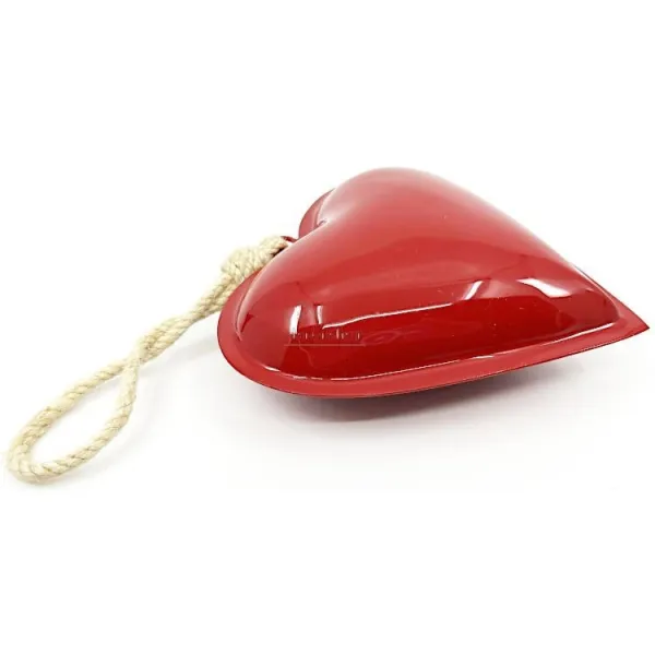 Red lacquered Metal Heart 13 cm to hang