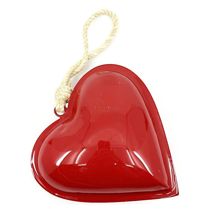 Coeur en Métal rouge laqué Brillant 13 cm à suspendre