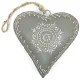 Grand Coeur d'Alsace en Métal gris peint à la Main 21 cm