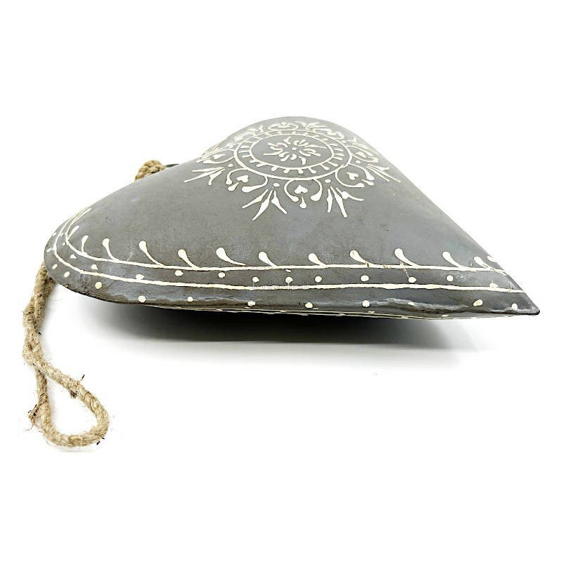 Big Heart of Alsace in grey hand painted Metal 21 cm