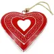 Coeur d'Alsace en Métal rouge pois blanc peint à la Main 16 cm