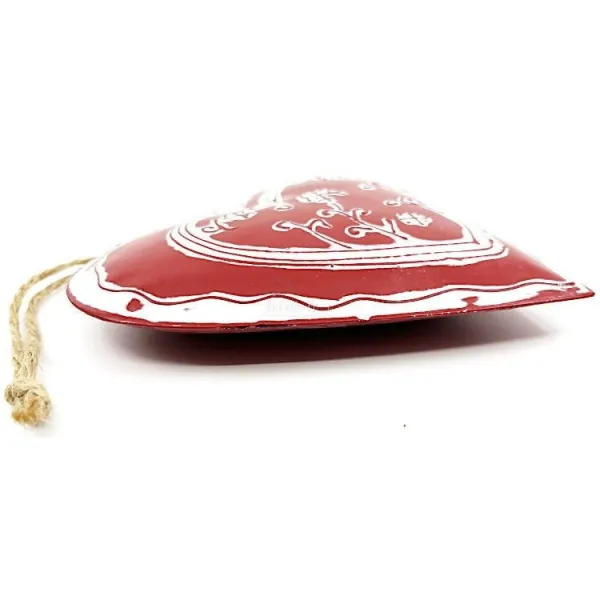Heart of Alsace in red and white Metal in relief hand painted 16 cm
