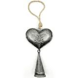 Coeur d'Alsace en Métal gris Maïka avec Clochette 28 cm
