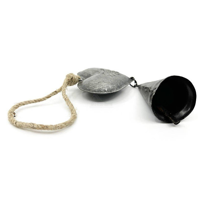 Coeur d'Alsace en Métal gris Maïka avec Clochette 28 cm
