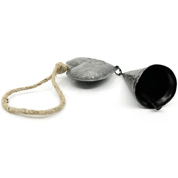 Coeur d'Alsace en Métal gris Maïka avec Clochette 28 cm