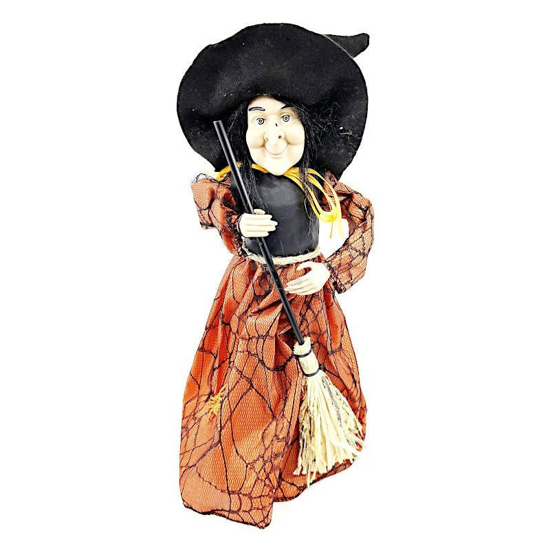 Alsatian witch standing with ochre satin dress 36 cm