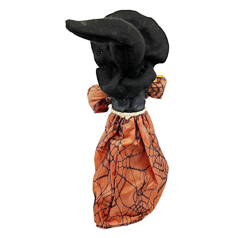 Sorcière d'Alsace debout avec robe satinée ocre 36 cm