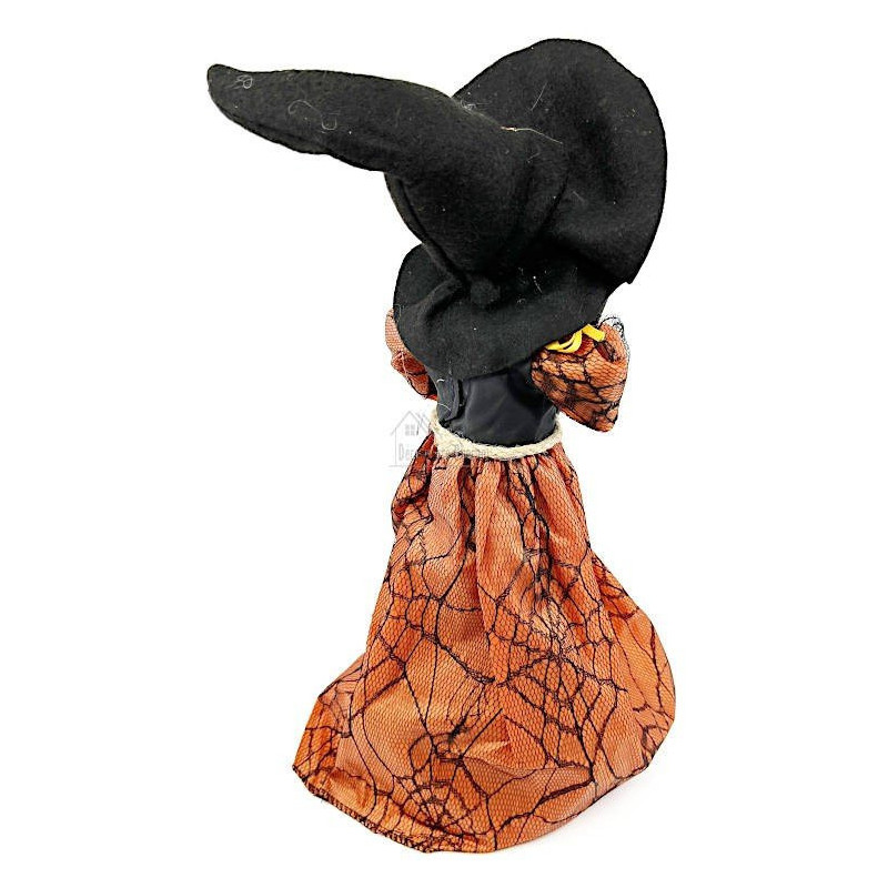 Sorcière d'Alsace debout avec robe satinée ocre 36 cm