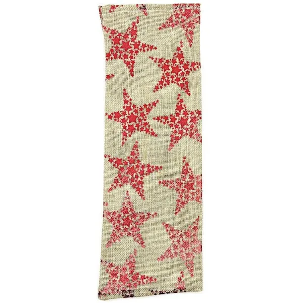 Sac Porte-bouteille beige en tissu avec décorations et ruban