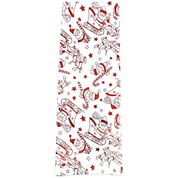 White fabric bottle bag with decorations and ribbon