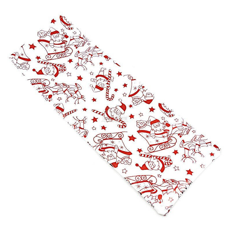 White fabric bottle bag with decorations and ribbon