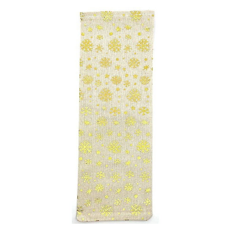 Sac Porte-bouteille Ecru en tissu avec décorations et ruban