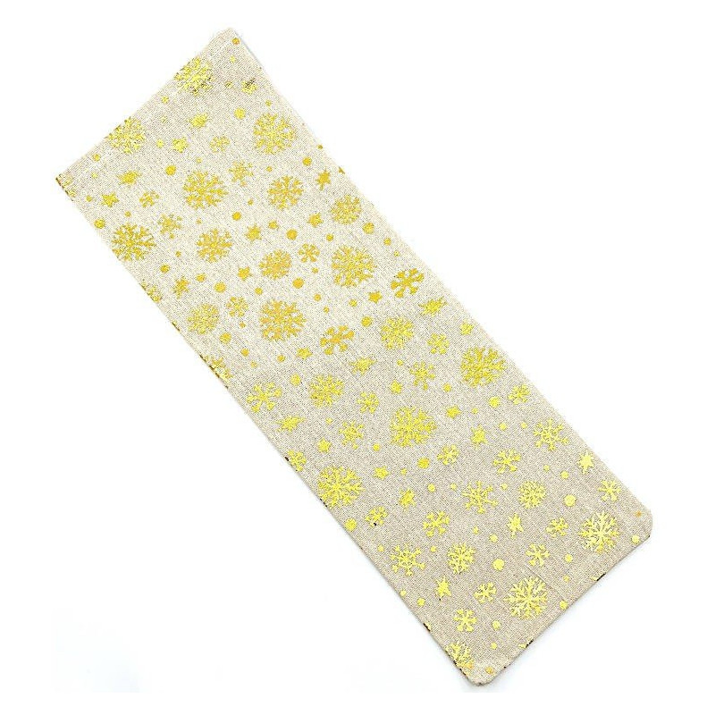 Ecru fabric bottle bag with decorations and ribbon