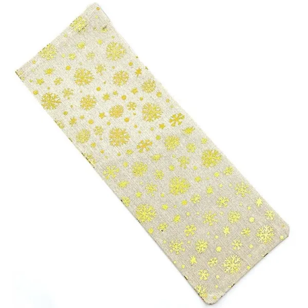 Sac Porte-bouteille Ecru en tissu avec décorations et ruban