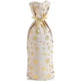 Ecru Stoff-Flaschenhaltertasche mit Verzierungen und Schleife