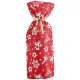 Sac Porte-bouteille rouge en tissu avec décorations et ruban