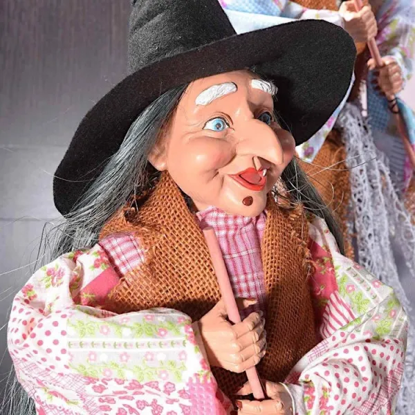 Alsatian witch standing with blue fringed dress 85 cm