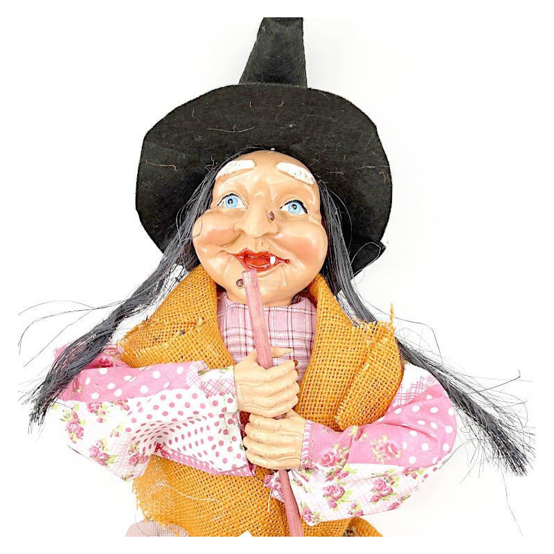 Standing Alsatian witch with pink fringed dress 85 cm