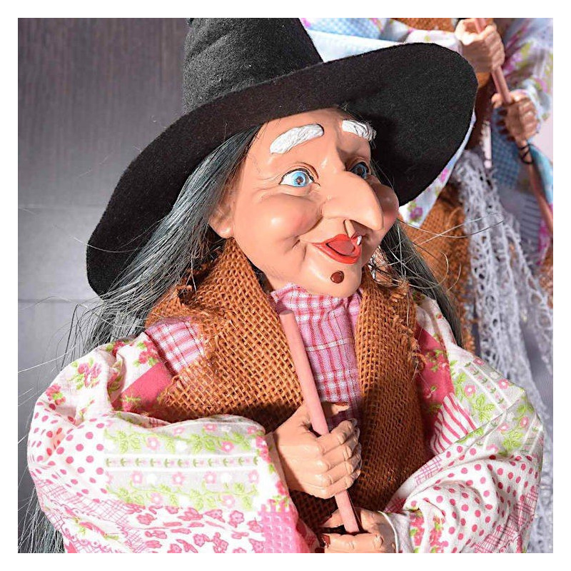 Standing Alsatian witch with pink fringed dress 85 cm