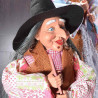 Standing Alsatian witch with pink fringed dress 85 cm