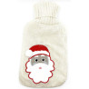 Bouillotte à eau tricot écrus brodé décor Père Noël