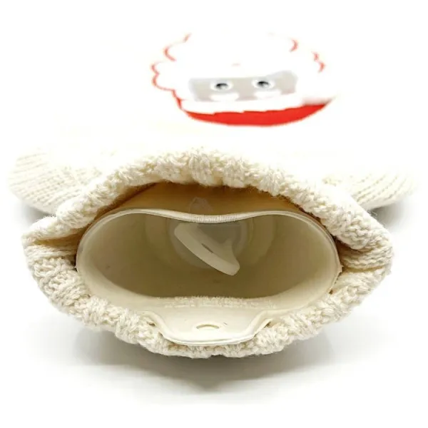 Bouillotte à eau tricot écrus brodé décor Père Noël