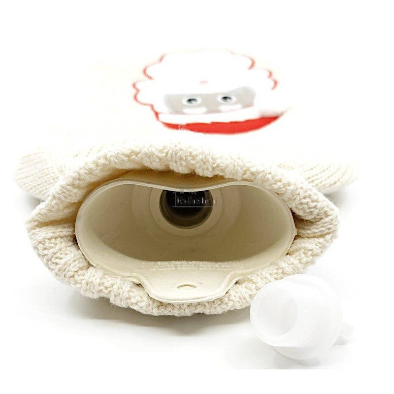 Bouillotte à eau tricot écrus brodé décor Père Noël
