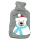 Bouillotte à eau tricot gris brodé décor Ours