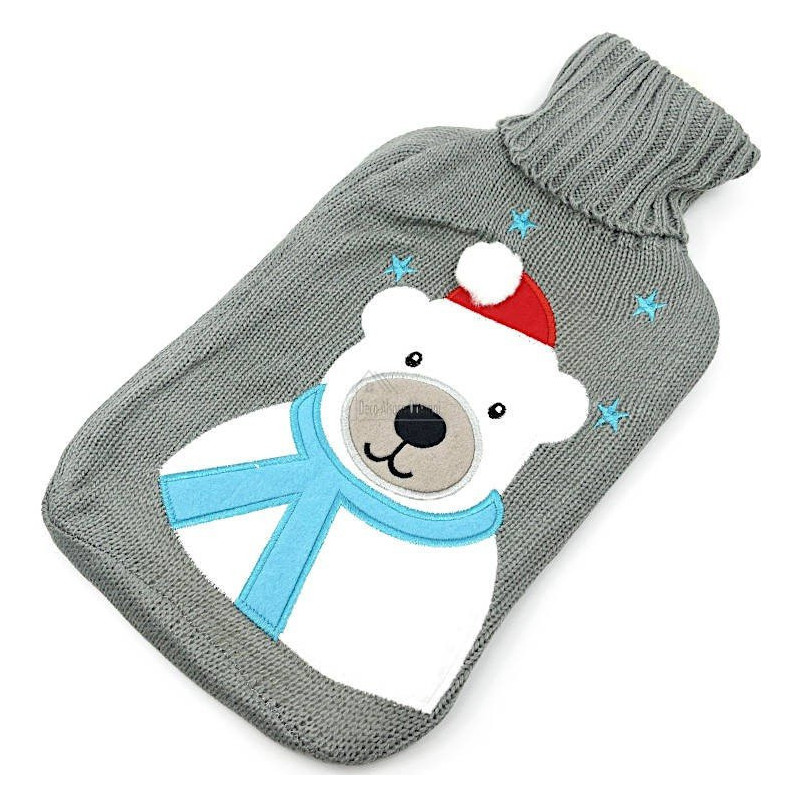 Bear embroidered grey knitted waterbath