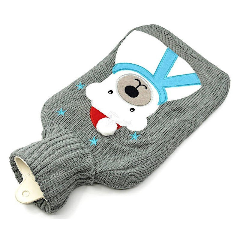 Bear embroidered grey knitted waterbath