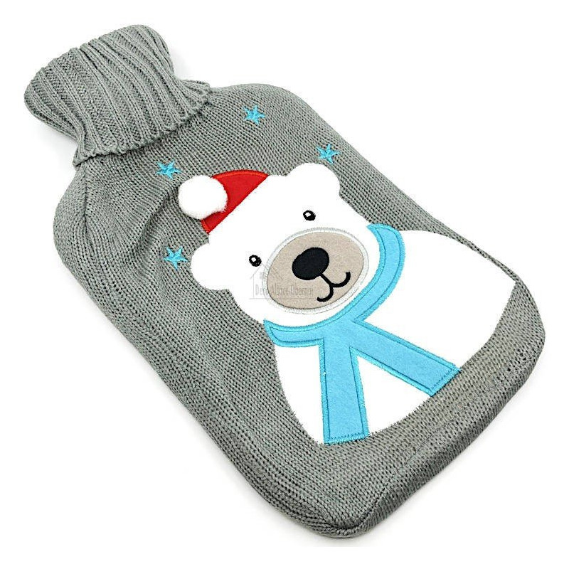 Bear embroidered grey knitted waterbath